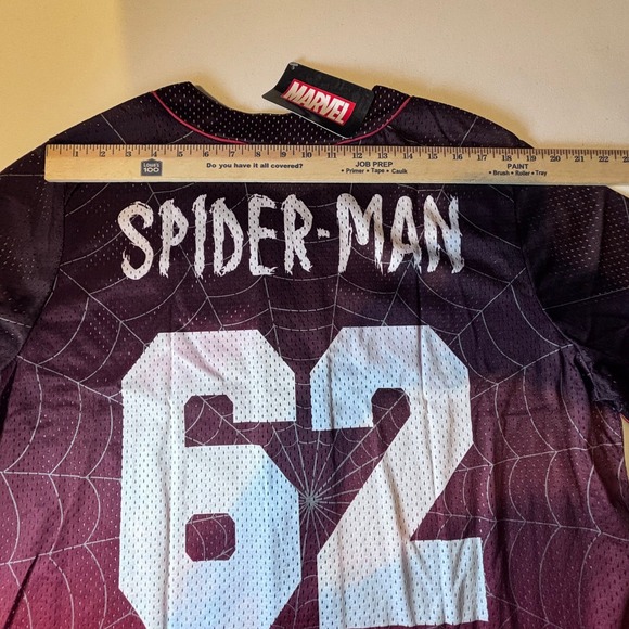 Marvel Spider-Man Baseball Jersey Number 62 Spider Web Button Up Men's XL - Picture 5 of 10